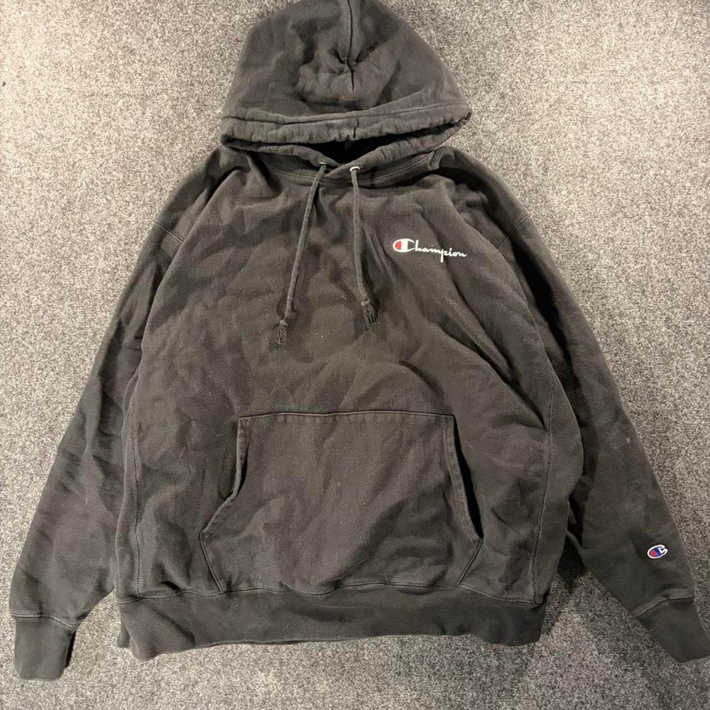 Champion Reverse Weave Pullover Hoodie Black Mens 2XL Heavyweight Sweatshirt